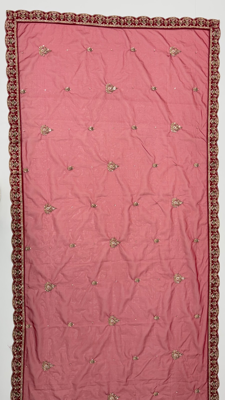 Maroon Silk Bridal Embroidered using Beads, Moti, Cotton Multi-Thread Handwork Semi-Stitched Lehenga Choli